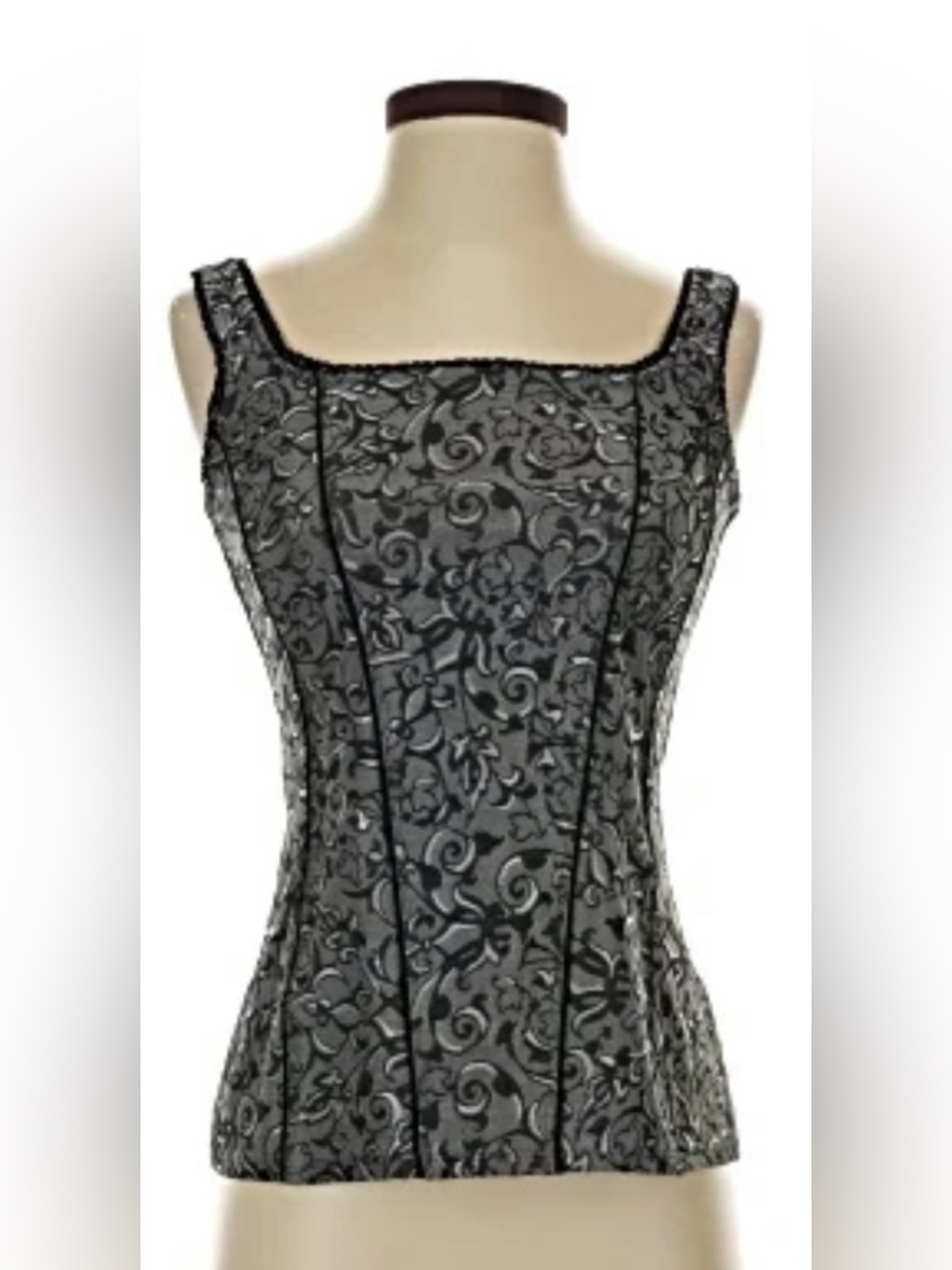 WHBM Corset Tank Top Square
Neck Stretch Damask Paisley
Silver